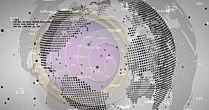 Image of globe and data processing over network of connections