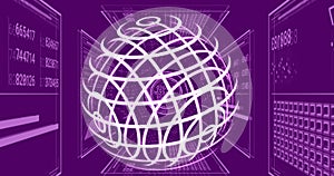 Image of globe and data processing over purple background