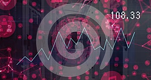 Image of globe and digital data processing over computer servers