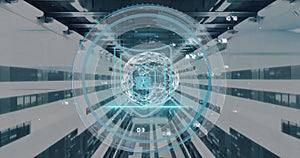 Image of globe and digital data processing over computer servers