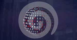 Image of globe with network of connections over binary coding