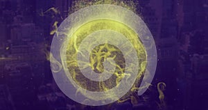 Image of globe with network of connections over binary coding