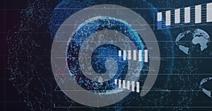 Image of globe with networks of connections and data processing