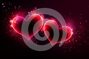 An image of a glowing heart on a dark background for Valentine's Day