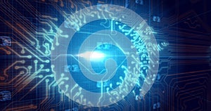 Image of glowing orange 5g text over blue processor socket