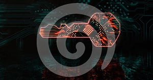 Image of glowing orange key over blue processor socket