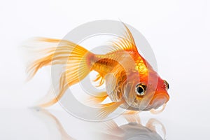 Image of goldfish with beautiful on a white background. Pet. Fishs. Animals. Illustration, generative AI