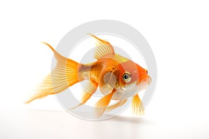 Image of goldfish with beautiful on a white background. Pet. Fishs. Animals. Illustration, generative AI