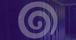 Image of good vibes text with data processing over server room