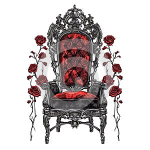 Gothic chair watercolor illustration