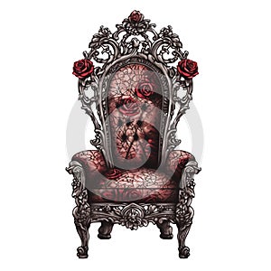 Gothic chair watercolor illustration