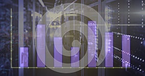 Image of graphs and lights over servers
