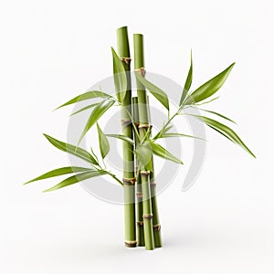 Image of green bamboo tree on white background. Nature. Illustration, Generative AI