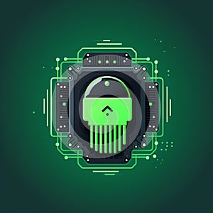 an image of a green and black computer chip on a green background