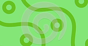 Image of green curves and circles scrolling on green background