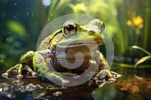 Image of green frog in nature forest. Amphibian
