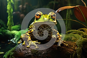 Image of green frog in nature forest. Amphibian