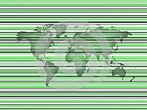 IMAGE OF GREEN LINES WITH THE SILHOUETTE OF THE WORLD MAP AS A BACKGROUND