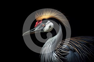 Image of grey crowned crane head. Birds. Wildlife Animals. Illustration. Generative AI