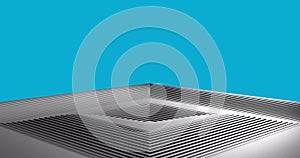 Image of grey squares pattern pulsating on blue background