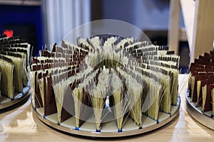 The image of the grinding heads of a surface grinding machine