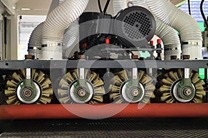 The image of the grinding heads of a surface grinding machine