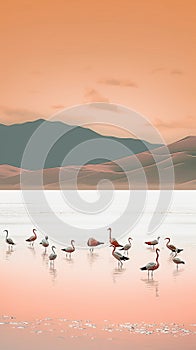 Image of group of swans walking together generative AI