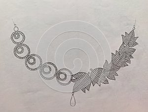 Image of hand printed jewellary design with pencil on paper.