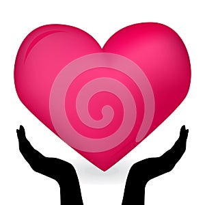 The image of the hands holding red heart