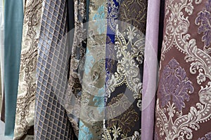 The image of hanging modern fabrics