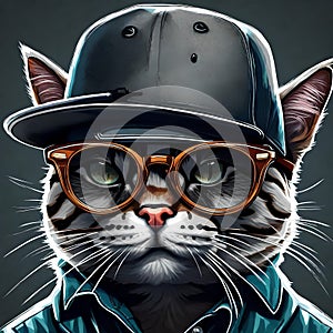3d NFT illustration of a cat , looking straight in the camera photo
