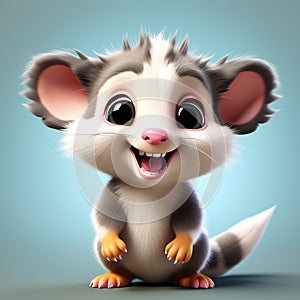 AI-Crafted Possum Bliss: Heartwarming and Detailed 3D Rendering photo