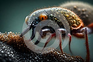 Microscopic Marvel: Hyper Realistic Close-Up of Tiny Insect in Macro View