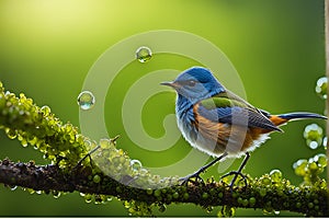 Mid-Air Elegance: Rufous Hummingbird with Iridescent Feathers