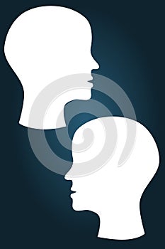 White empty head silhouettes