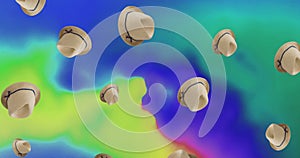 Image of hats falling over shapes