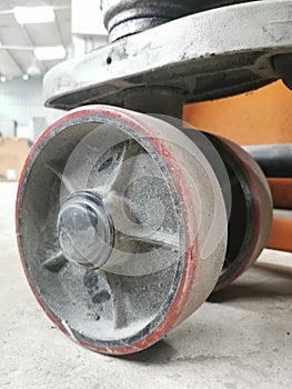 Image heavy duty wheels on concrete floor.