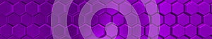Image of violet 3d hexagons with bright and shadows.