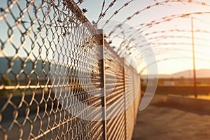 An image of a high-security prison fence or perimeter wall, symbolizing the separation between inmates and the outside world.