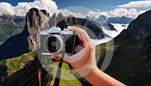 Capturing moments: Photographer holding a camera photo