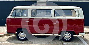 Image of the hippies\' van, the Flower power. photo