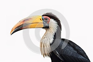 Image of hornbill on a white background. Bird. Wild Animals. illustration. Generative AI