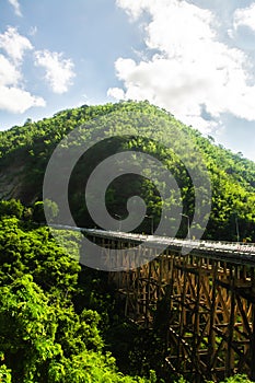 Image of Huai Tong Bridge Phor Khun Pha Muang Bridge on sky or mountain or valley view at Phetchaboon Thailand. This is highest