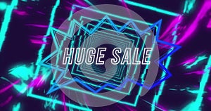 Image of huge sale text over neon pattern