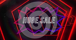 Image of huge sale text over neon pattern