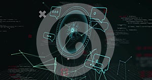 Image of human brain and ai data processing over black background