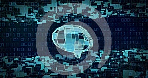 Image of human brain with connections over data processing