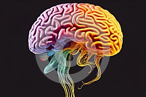 Image of human brain with differently colored areas.