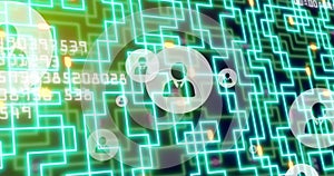 Image of icons and data processing over network of connections