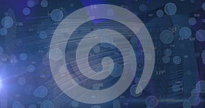 Image of icons, globe and light on navy background